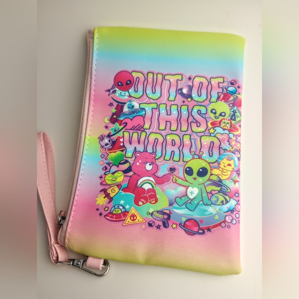 New! Care Bears Cosmetic Makeup Bag Rainbow Alien